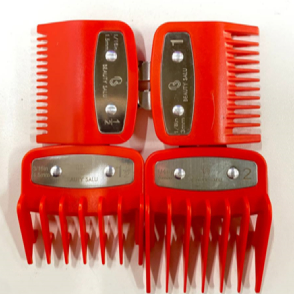 Detalhes do Kit 4 Pentes De Disfarce Premium BEAUTY SALU 0,5 / 1 /  1,5 /  2- Vermelho