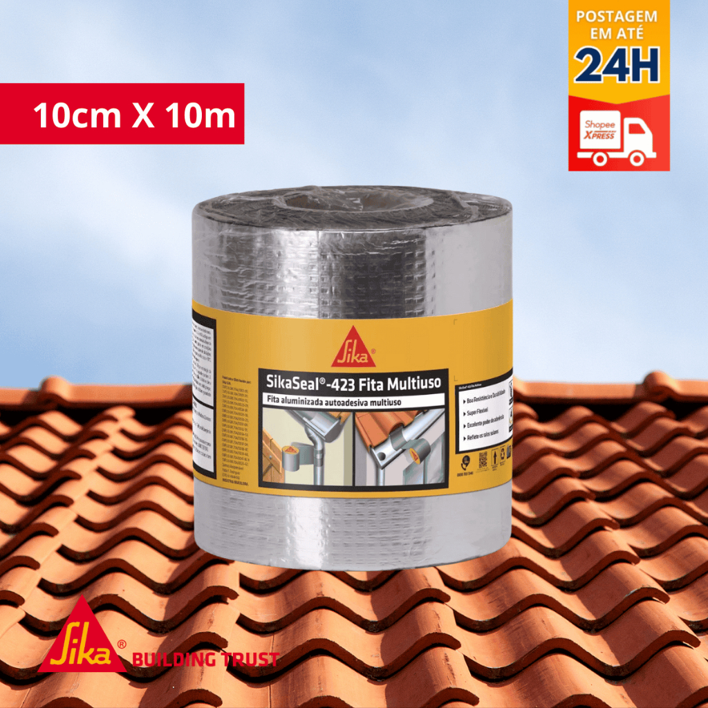 Manta Autoadesiva Telhado - Sikaseal-423 Fita Multiuso Aluminizada 10cm X 10m - SIKA em Oferta na Shopee