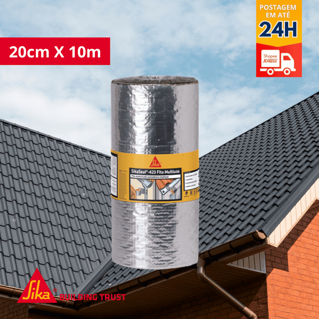 Manta Autoadesiva Telhado - Sikaseal-423 Fita Multiuso Aluminizada 20cm X 10m - SIKA em Oferta na Shopee