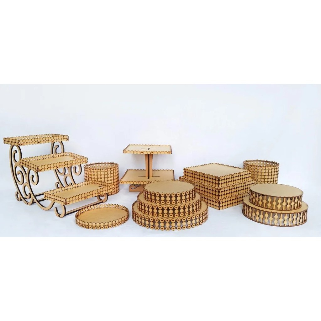 Kit Festa Provençal Arabesco Meia Pérola Mdf Cru Decoração