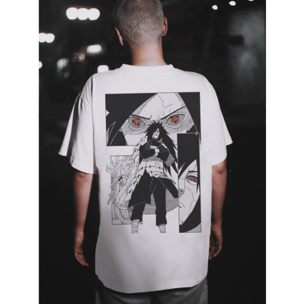 Camiseta de Anime Cor Off White Madara Naruto Camisa Mangá Otaku Amálias Concept Unissex Lançamento