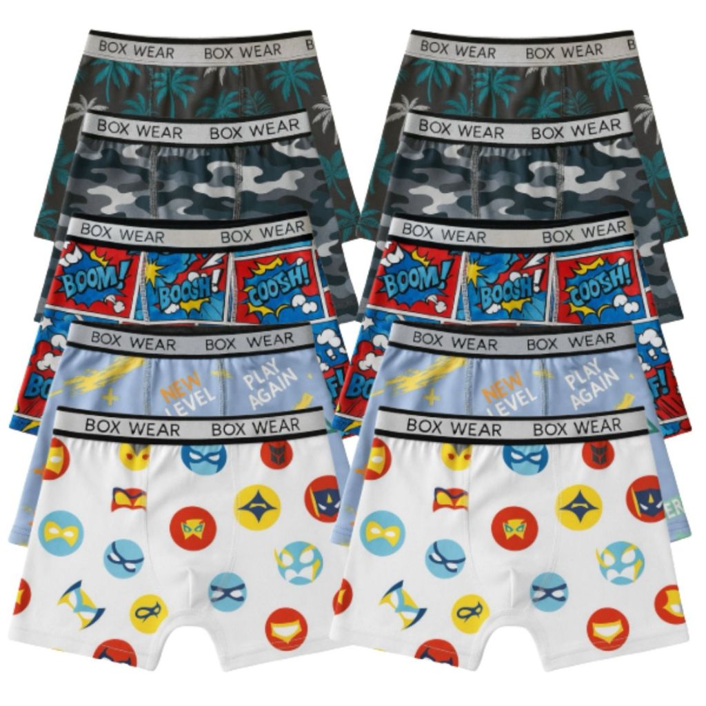 Cuecas Infantil Box Boxer Microfibra Estampada Sem Costura Confortável