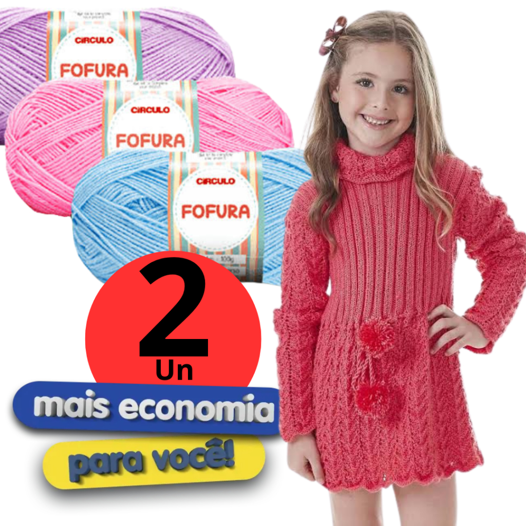 Kit 2 ou 3 unidades Fio lã Fofura Baby e Kids Circulo 100g
