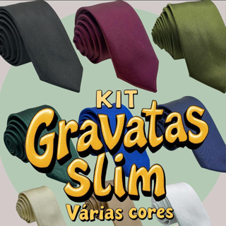 Kit 2 a 7 Gravatas de slim Masculina para Padrinhos e Casamentos Pronta entrega em Oferta na Shopee