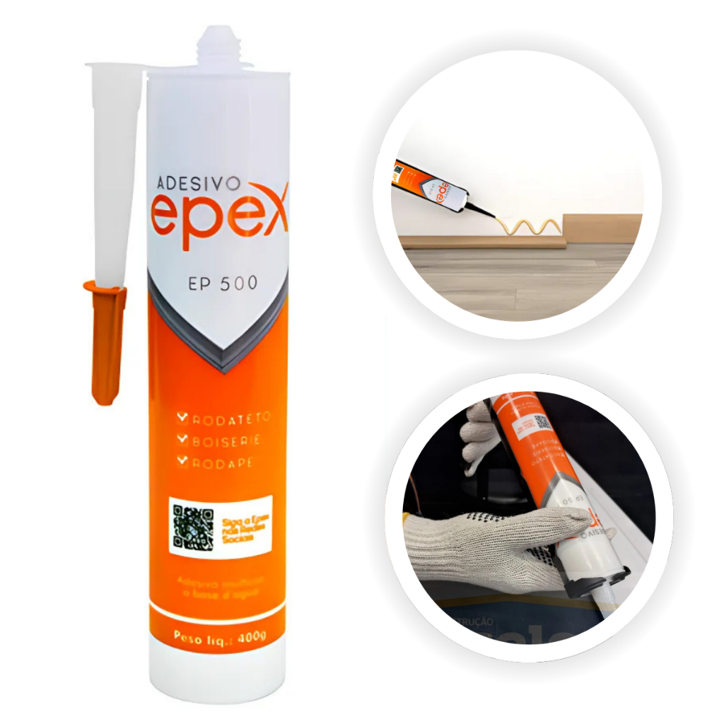 Adesivo A Base De Água Epex 400g Rodapé Rodateto Boiserie EP500 Cola Molduras E Sancas