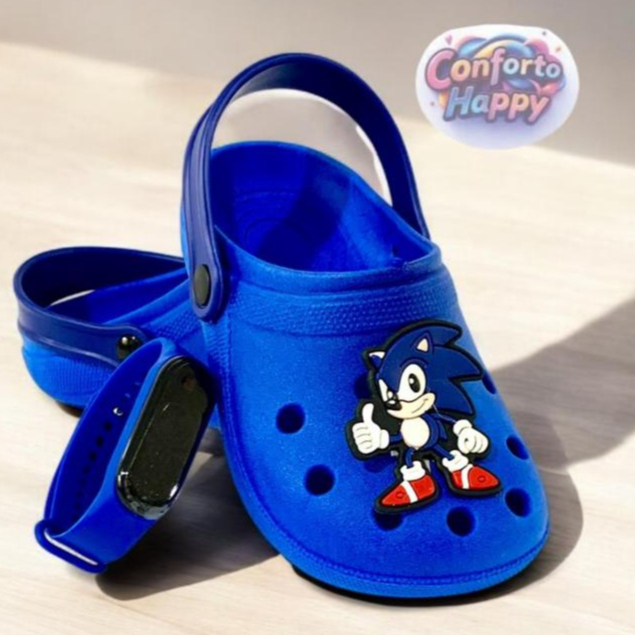 Sandália Infantil Masculina do S Babuche Leve e Confortável Com Relógio de Brinde