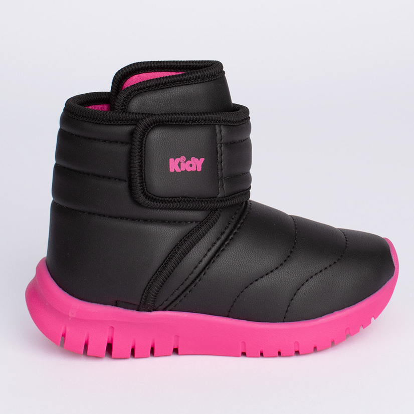 Tênis infantil Menina Kidy Botinha Ultra Flex Preto Pink Cano Alto Moderno Flexível Calce Fácil em Oferta na Shopee