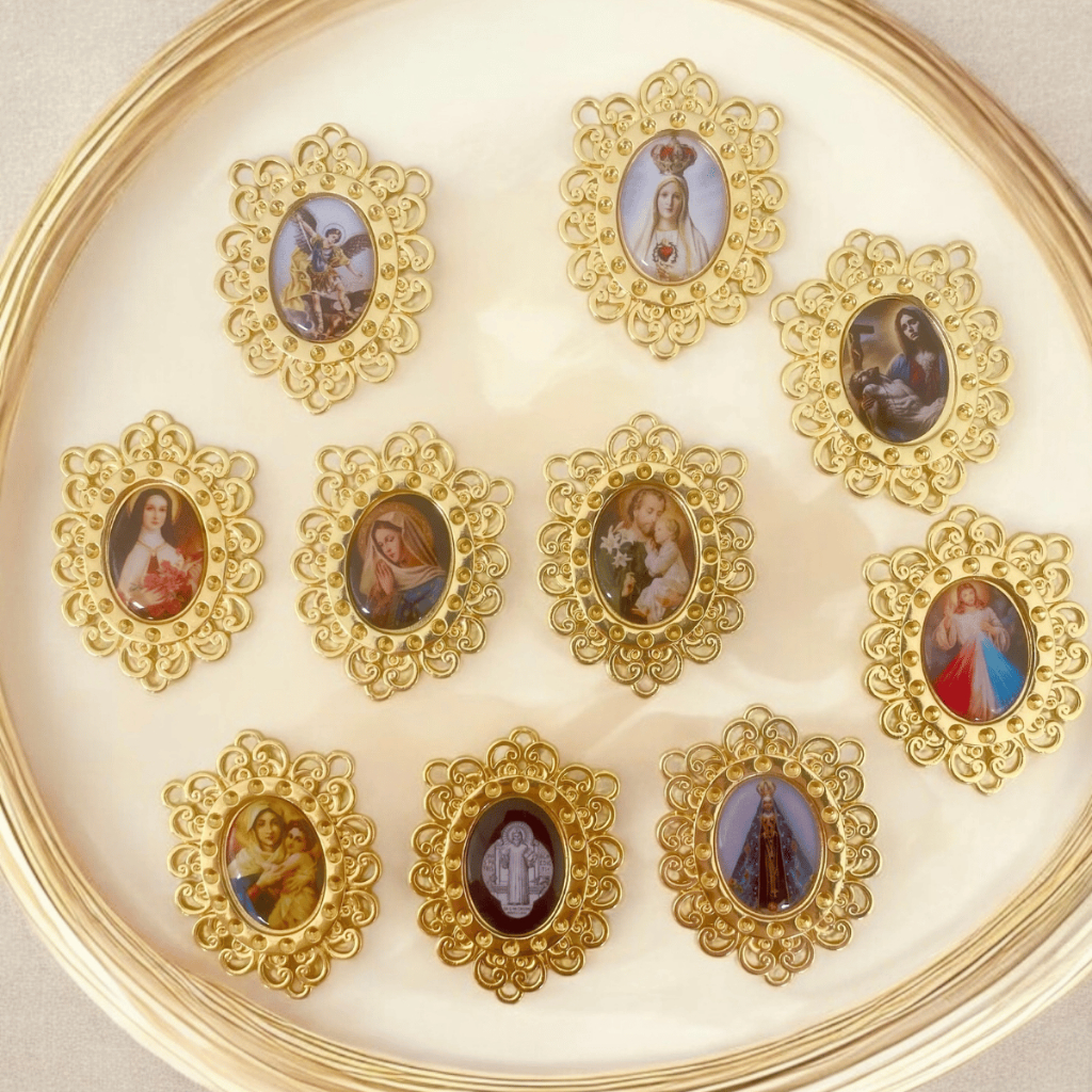 Entremeio Camafeu Para Terço Jesus Nossa Senhora Santos Dourado Cataforético Imagem Religiosa em Oferta na Shopee