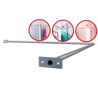 Suporte Varão em L Bastão Tubo Curvo Alumínio resistente para Cortina Box Banheiro Provador Lavabo em Oferta na Shopee