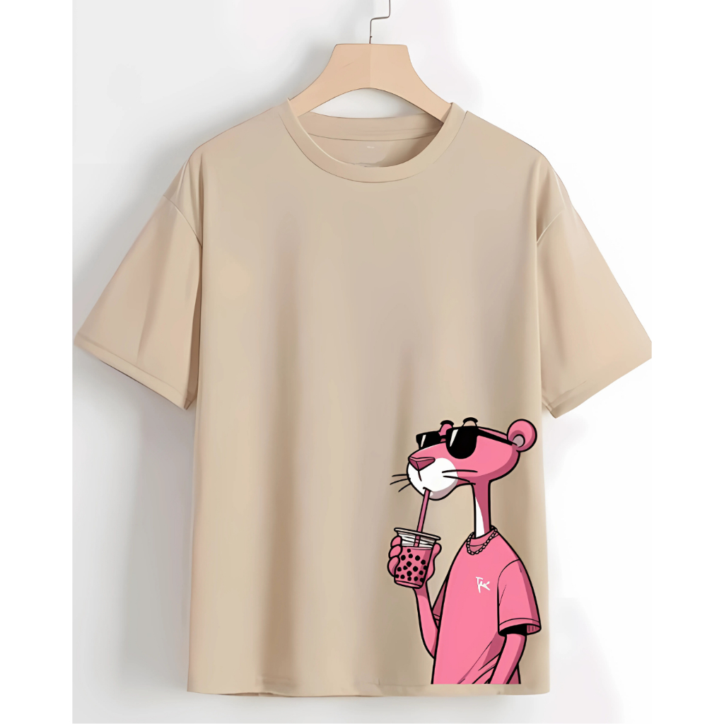 Camiseta Estampada Pantera Rosa Personagem 100% Algodão Gola Redonda Blusa Unissex