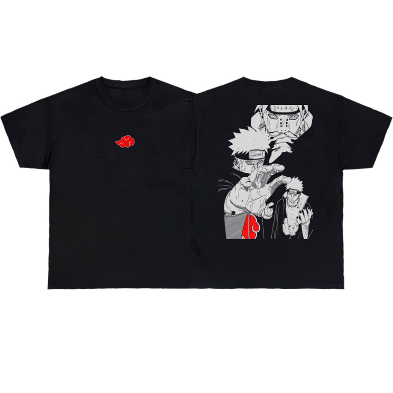 Camiseta Preta Pain Anime Mangá Cor Off White Naruto Camisa Exclusiva Otaku Amálias Concept Unissex Lançamento