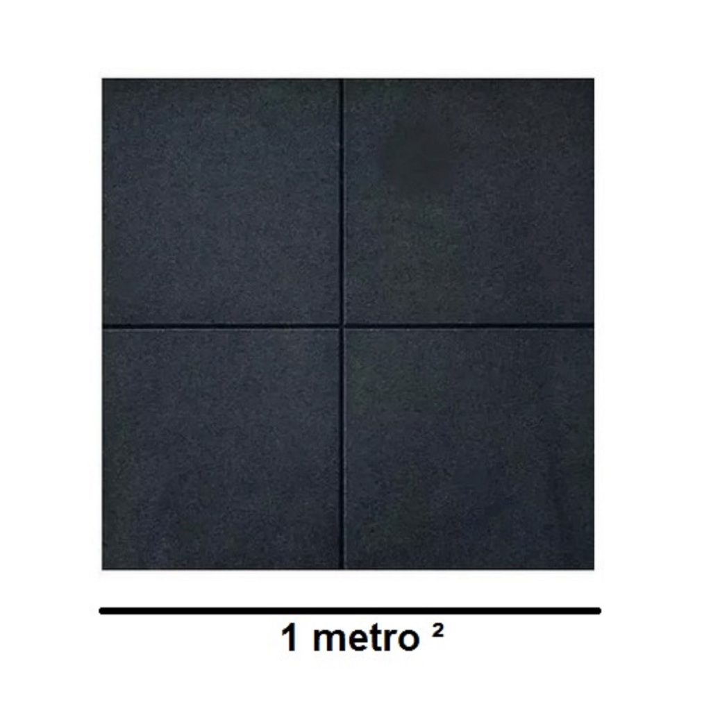 Kit 4 Piso De Borracha Preto 11mm (1mt²) Academia Crossfit Playground Anti Impacto (4 unidades)