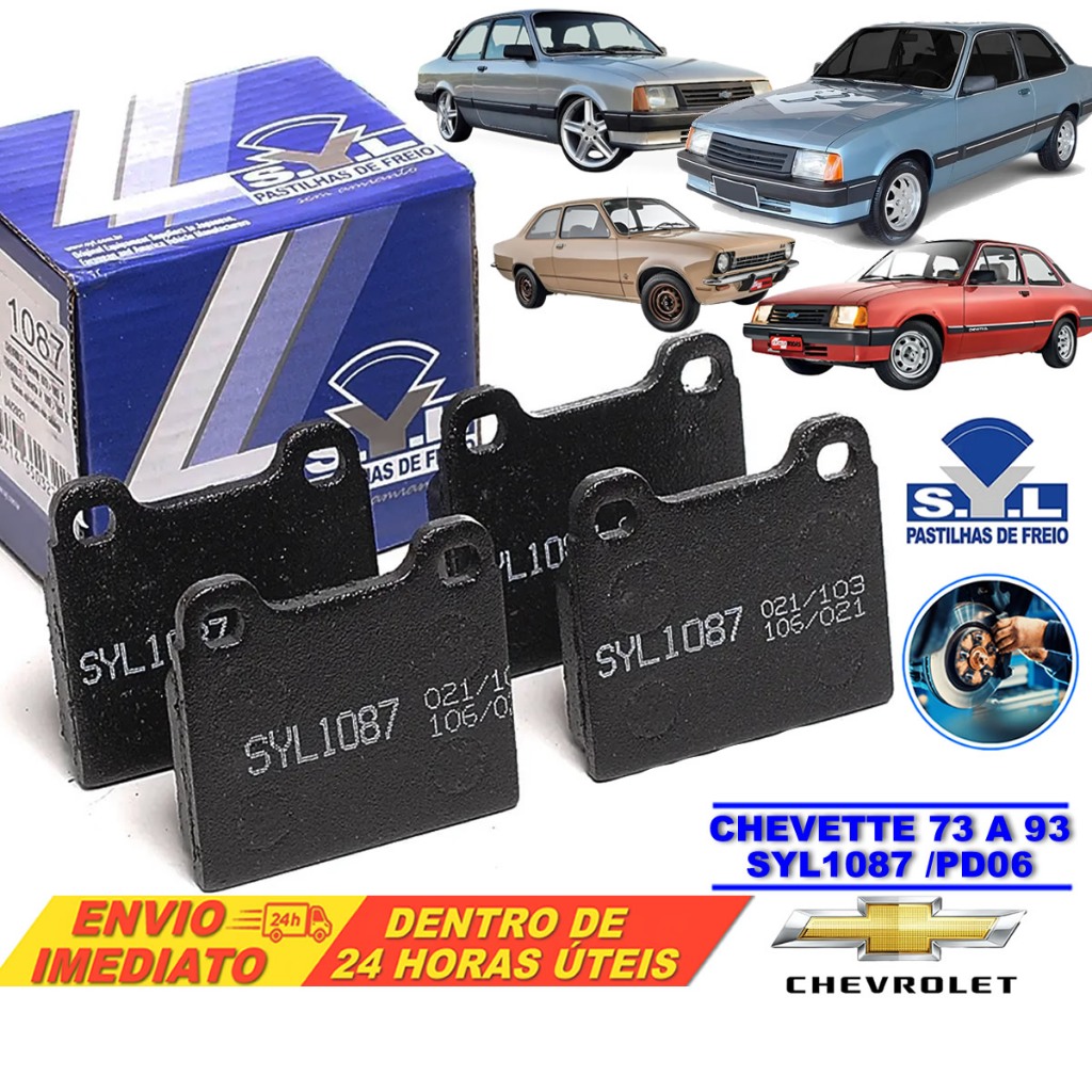 Pastilha de Freio Dianteira Chevette 1973 a 1993 | SYL1087 PD6 | Alta Qualidade