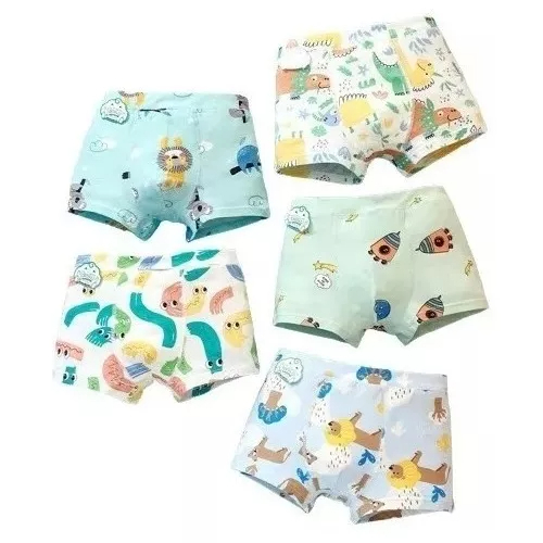 Kit 5 Cueca Infantil Box Shortinho Menino 100% Algodão Cotton Confortável Cuecas Criança Boxer Estampas Sortidas em Oferta na Shopee