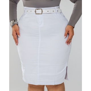 Saia Evangélica Cinto Com Pérolas Branca Plus Size 7PALLAS em Oferta na Shopee
