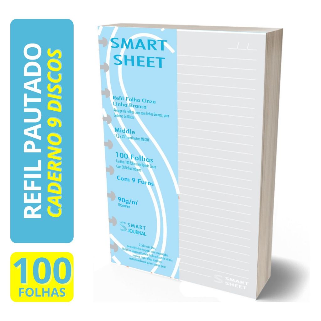 Refil Caderno de Discos 90g 100 Folhas Pauta Branca Medio 9 Furos em Oferta na Shopee