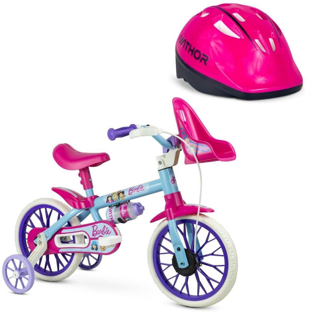 Bicicleta Infantil Aro 12 c/ Capacete Cestinha Rodinhas Freio Banco Guidão Ajustáveis Bike Criança Ciclismo
