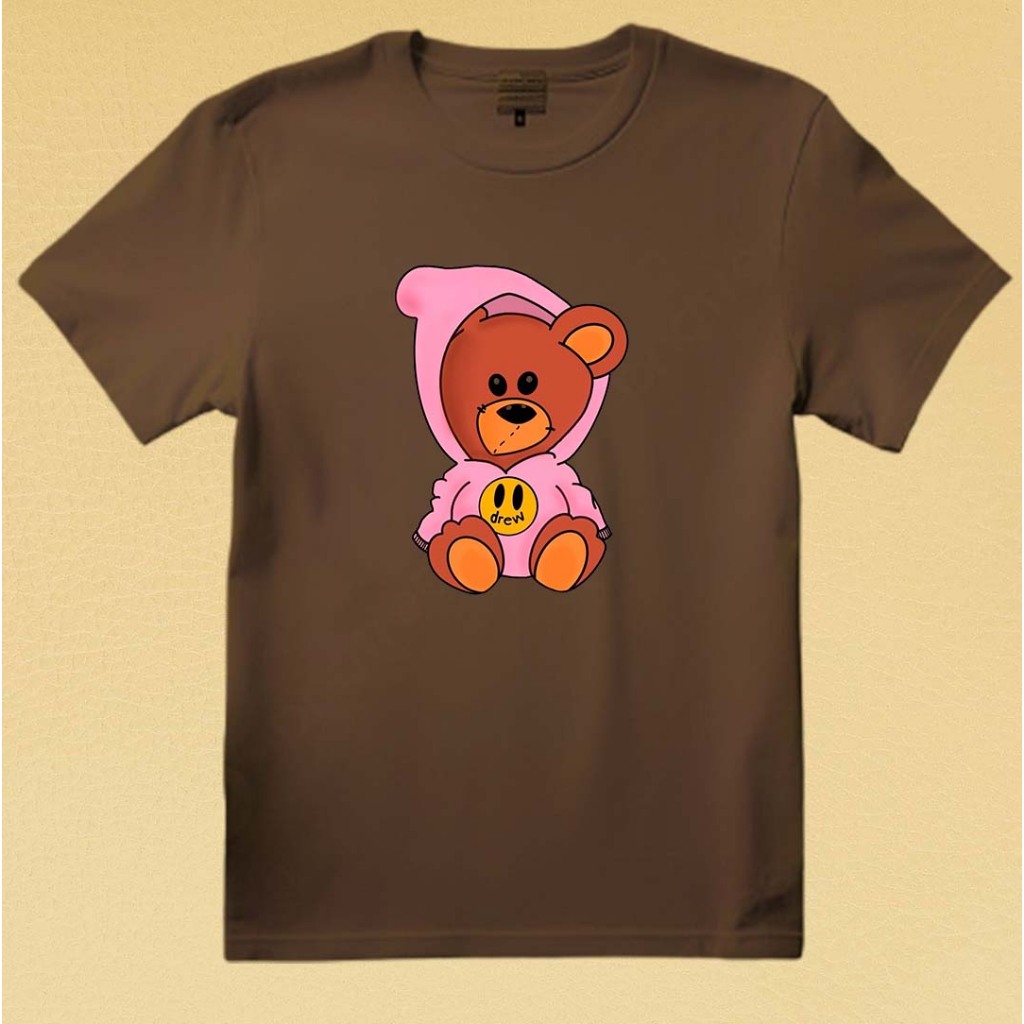 Camiseta  100% Algodão drew bieber | Bieber Bear Urso Fofo Cute Justin Pop Icon Gring Camiseta Unissex Masculino|Feminin