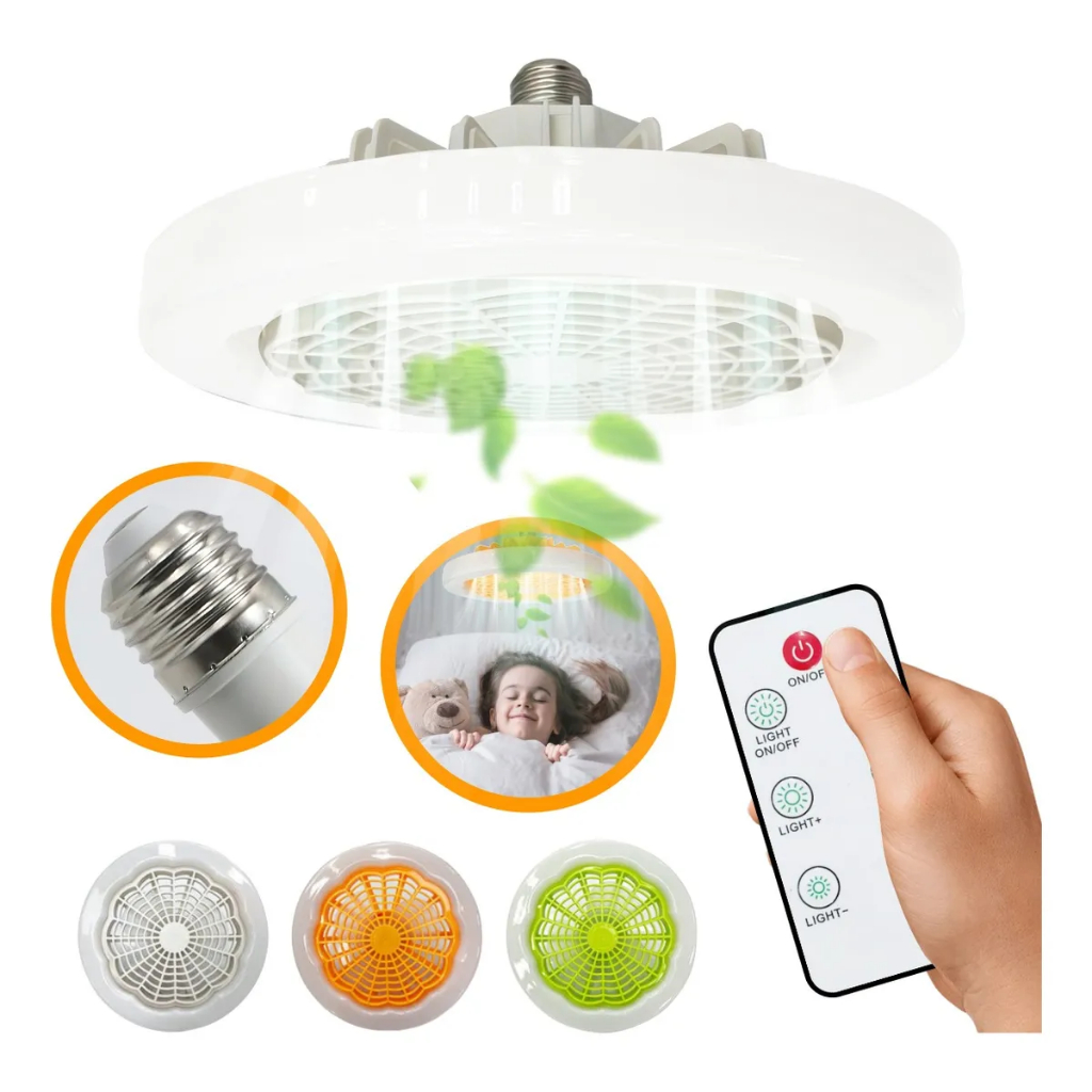Ventilador de Teto com Luz e Controle Remoto LED 85V - 30W (Modelo E27)