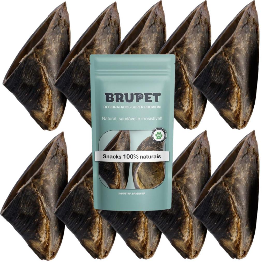 Kit 10 unidades Cascos Bovino Petisco 100% Natural Premium Para Cães Cachorros Brupet