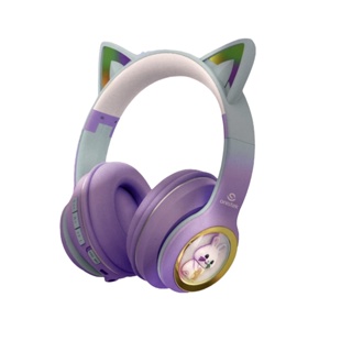 Fone de ouvido gatinho orelha gato carinha sem fio colorido Bluetooth Led menina menino infantil tik em Oferta na Shopee