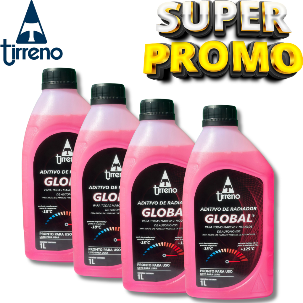 KIT 4  ADITIVO PRONTO PARA USO GLOBAL TIRRENO 1LT (ROSA) em Oferta na Shopee