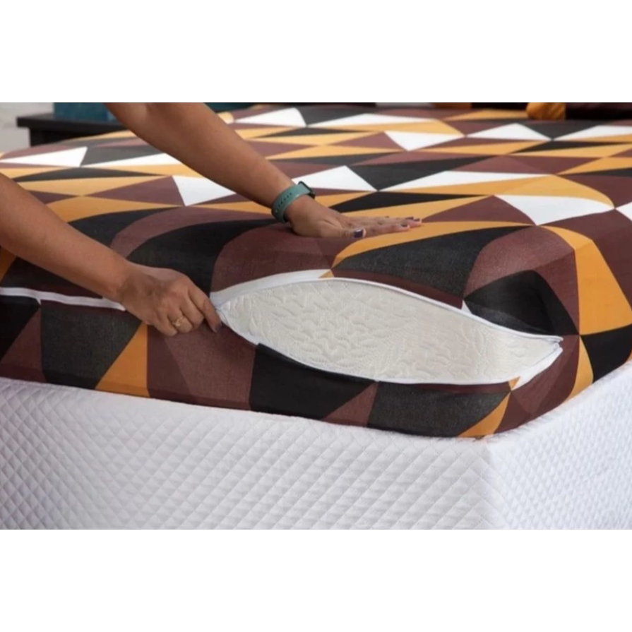 Capa De Colchão Solteiro com Zíper Estampada Microfibra 100% Políester