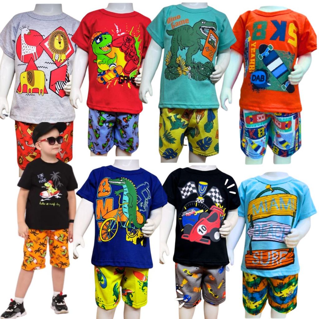 Kit10 peças Conjunto Roupa Infantil Menino 10 pecas 5 conjuntos 1ao 5anos Roupa Menino Infantil Short e Blusas