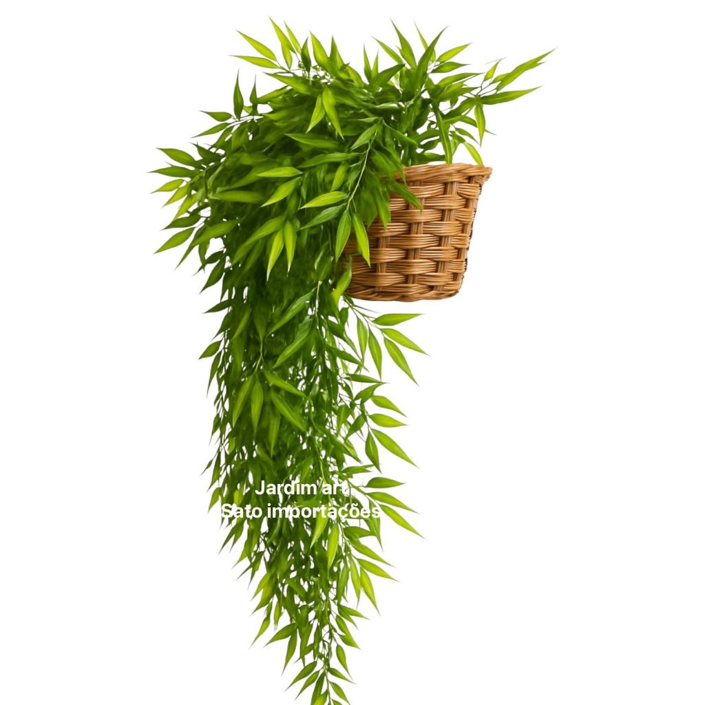 Planta Bambu Artificial com Vaso Trançado Decorativo PT15