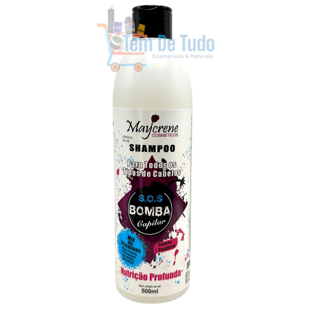 Shampoo S.O.S Bomba Capilar - Mix de Vitaminas e Queratina - Nutrição Profunda -  Maycrene