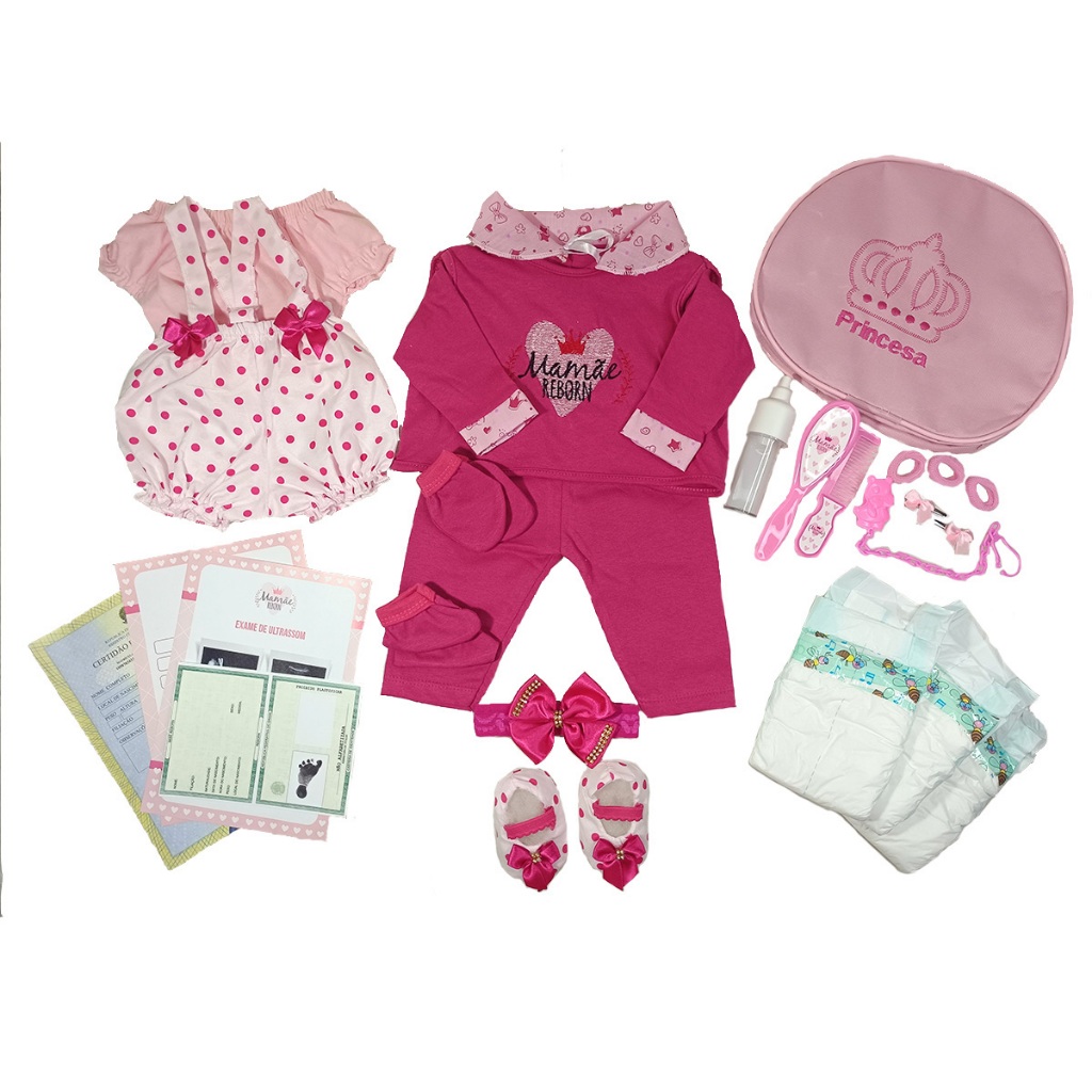 Kit Roupas Boneca Bebê Reborn Realista - 25 Acessórios em Oferta na Shopee