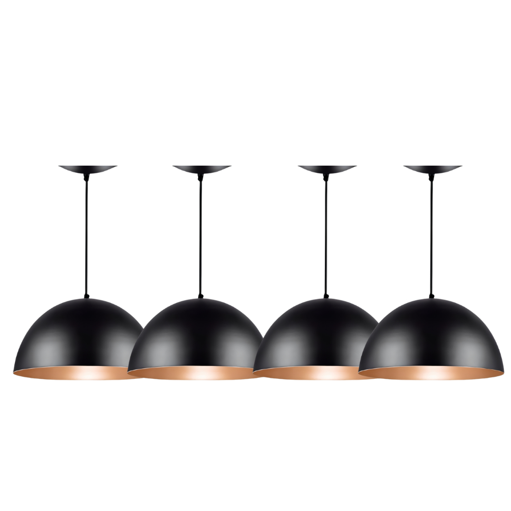 Pendente Meia Lua Kit4 Aluminio Decorativo Lustre Teto Interna Externa Cabo 1m Regulável Casa Sala