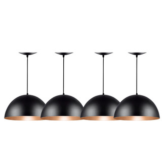 Pendente Meia Lua Kit4 Aluminio Decorativo Lustre Teto Interna Externa Cabo 1m Regulável Casa Sala