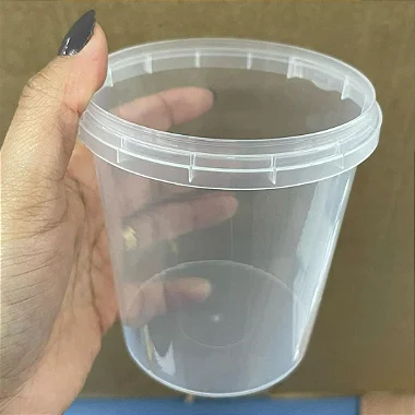 100 unidades Pote Plástico Premium Redondo 500 ml com Tampa Lacre Bolo Temperos Sopa Sobremesas