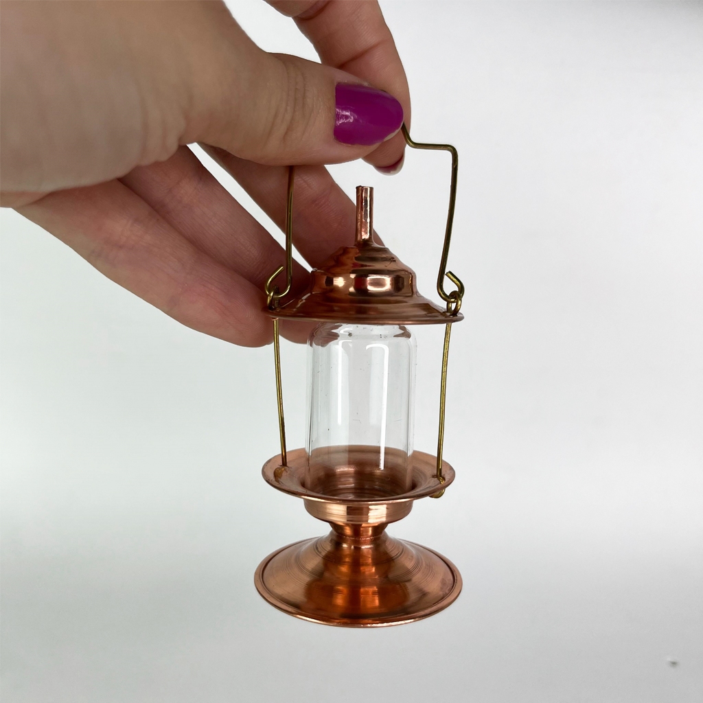 Lamparina miniatura de cobre, para lembrancinhas, decorações, brindes de festas, item decorativo