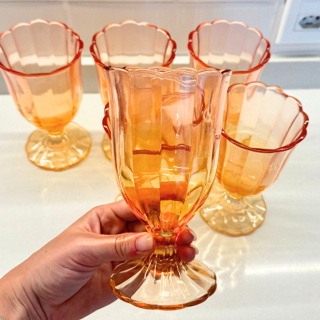 Jogo 6 Taças de Água Vinho Vidro Coral Peach 340ml Mesa Posta em Oferta na Shopee