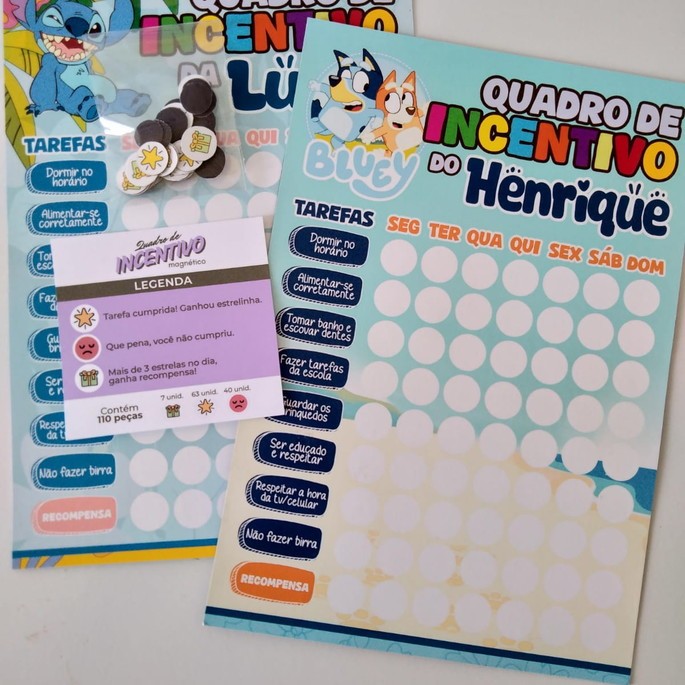 Quadro de Incentivo Infantil Personalizado | Com Imãs + Nome da Criança | Rotina + Comportamento + Recompensa