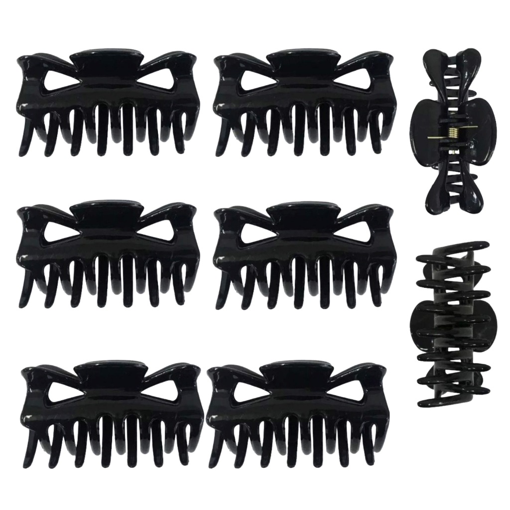 12 Piranhas Grandes Modelo Tradicional Pretas Prendedor Para Cabelo