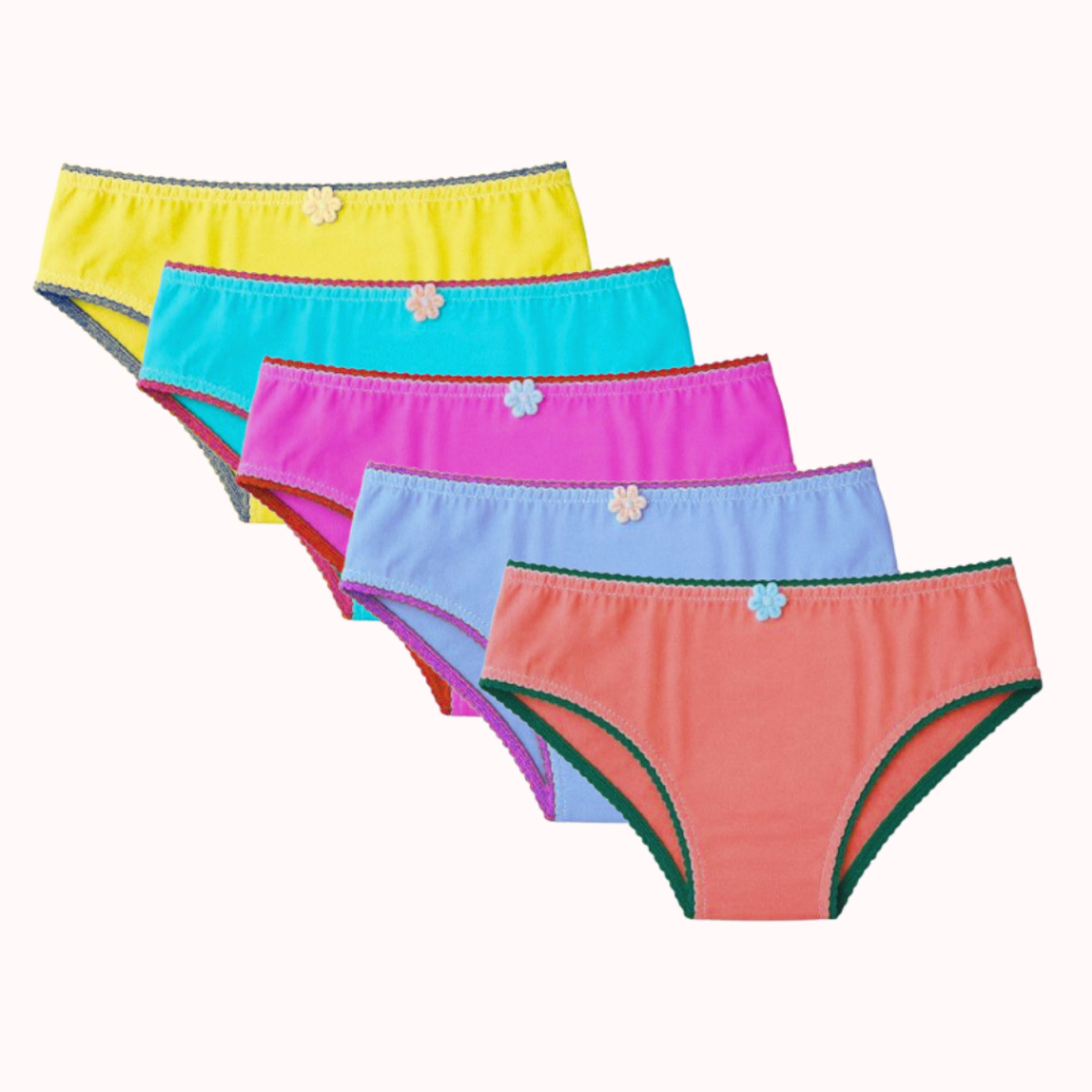 Kit 05 Calcinha Infantil 01 a 12 Anos De Menina 100% Algodão Cores Coloridas Variadas Preç...