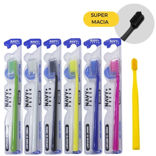 Kit Com 3X 6X 12X Escova Dental Macia Adulto Com Capa Protetora Não Machuca Gengiva