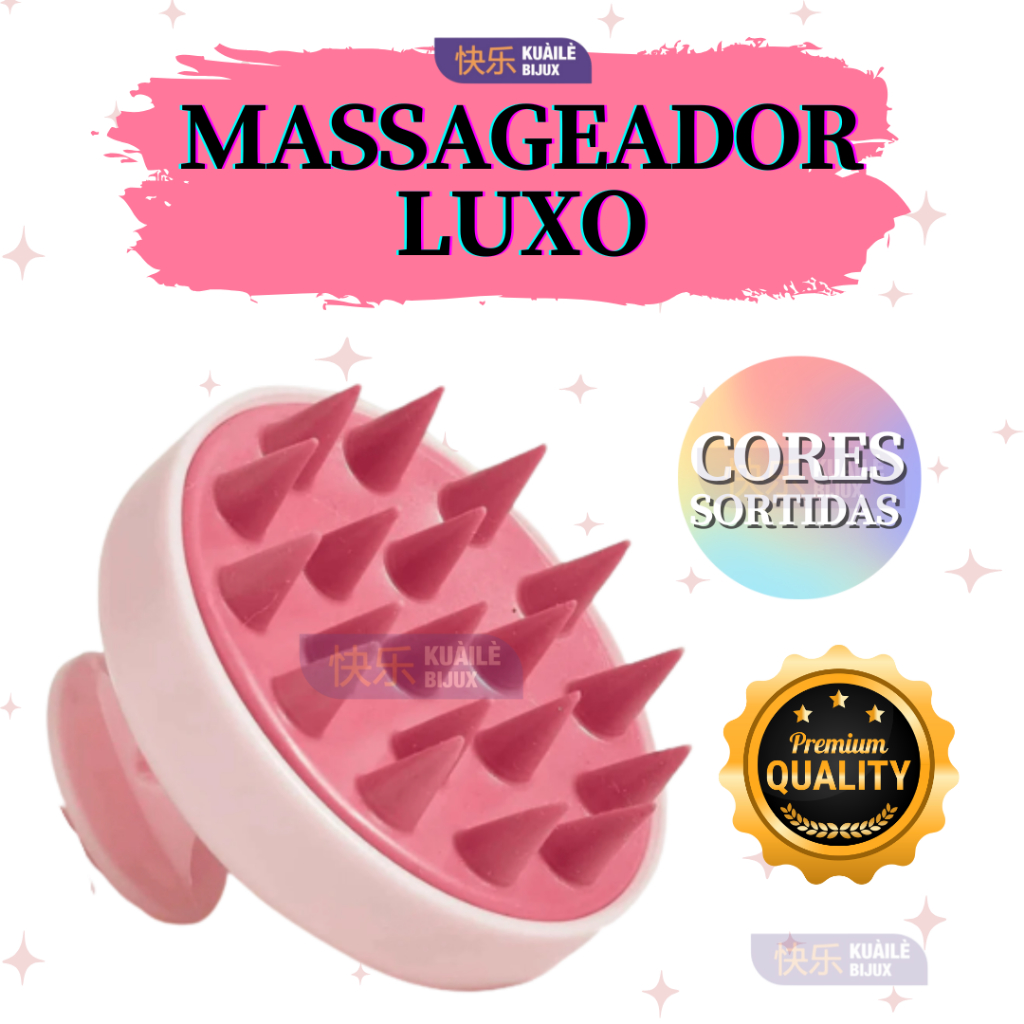 Escova Massageadora Luxo Couro Cabeludo. Massageador Capilar Silicone Macio
