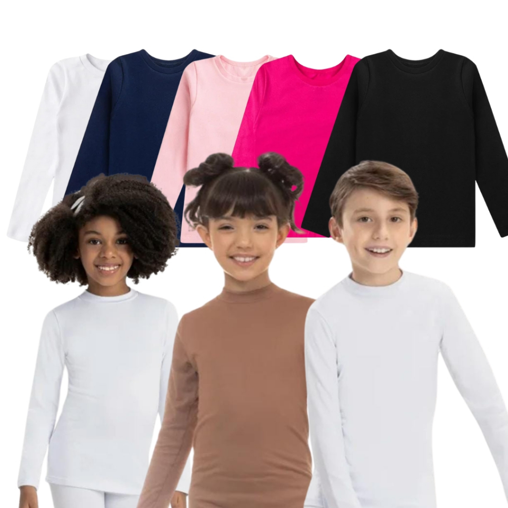 Blusa Térmica Feminina E Masculina Infantil Gola Careca Suede 4 ao 16