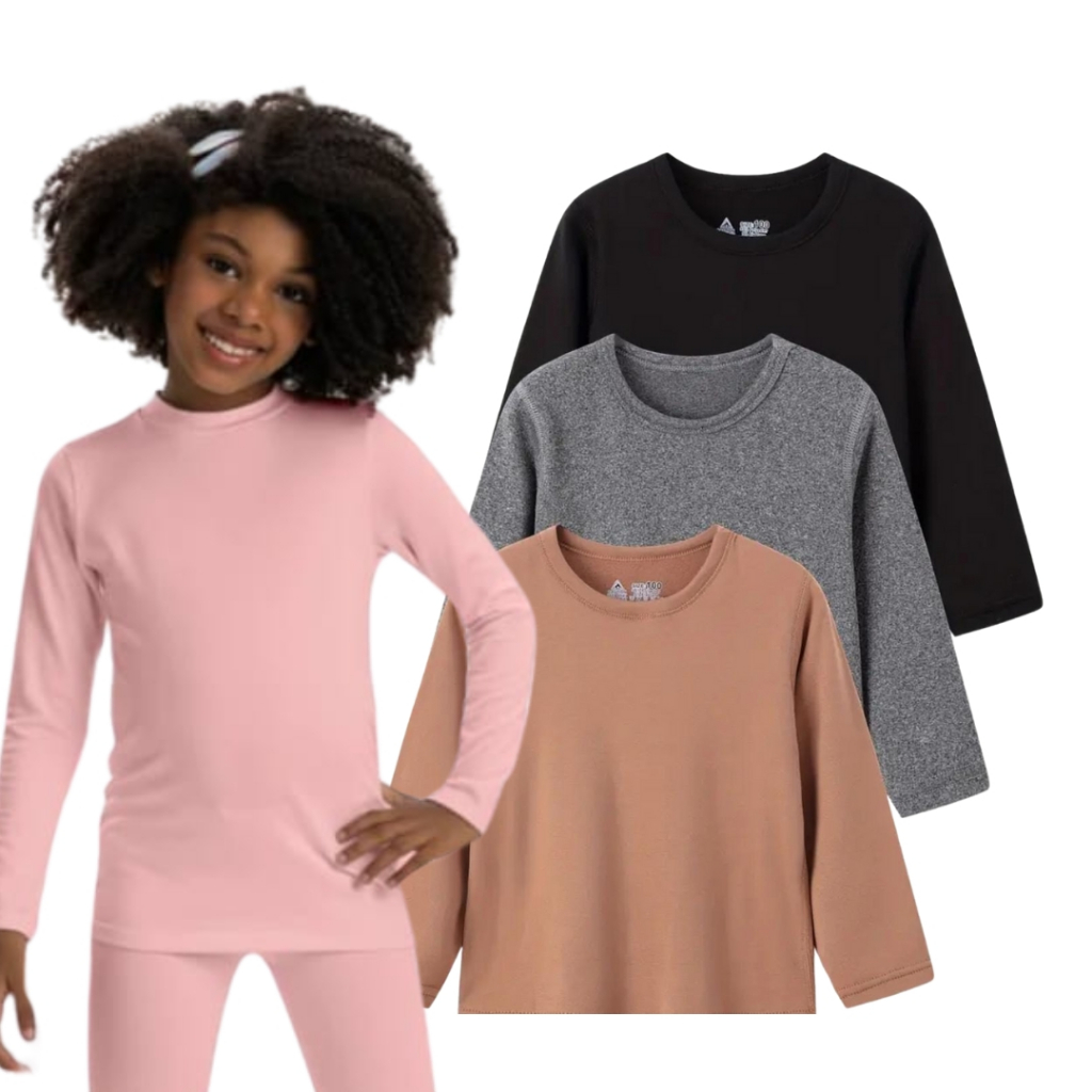 Blusa Térmica Feminina E Masculina Infantil Gola Careca Suede 4 ao 16