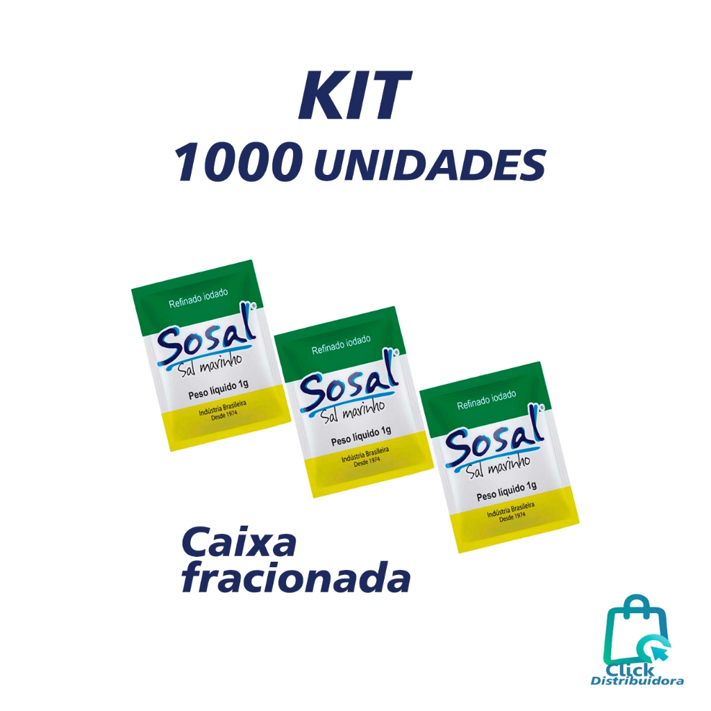 Kit com 1.000 unidades Sal marinho sachê Sosal 1gr Sal em Oferta na Shopee