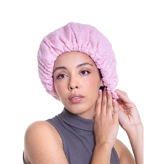 Touca Atoalhada Com Elástico Rosa - Santa Clara