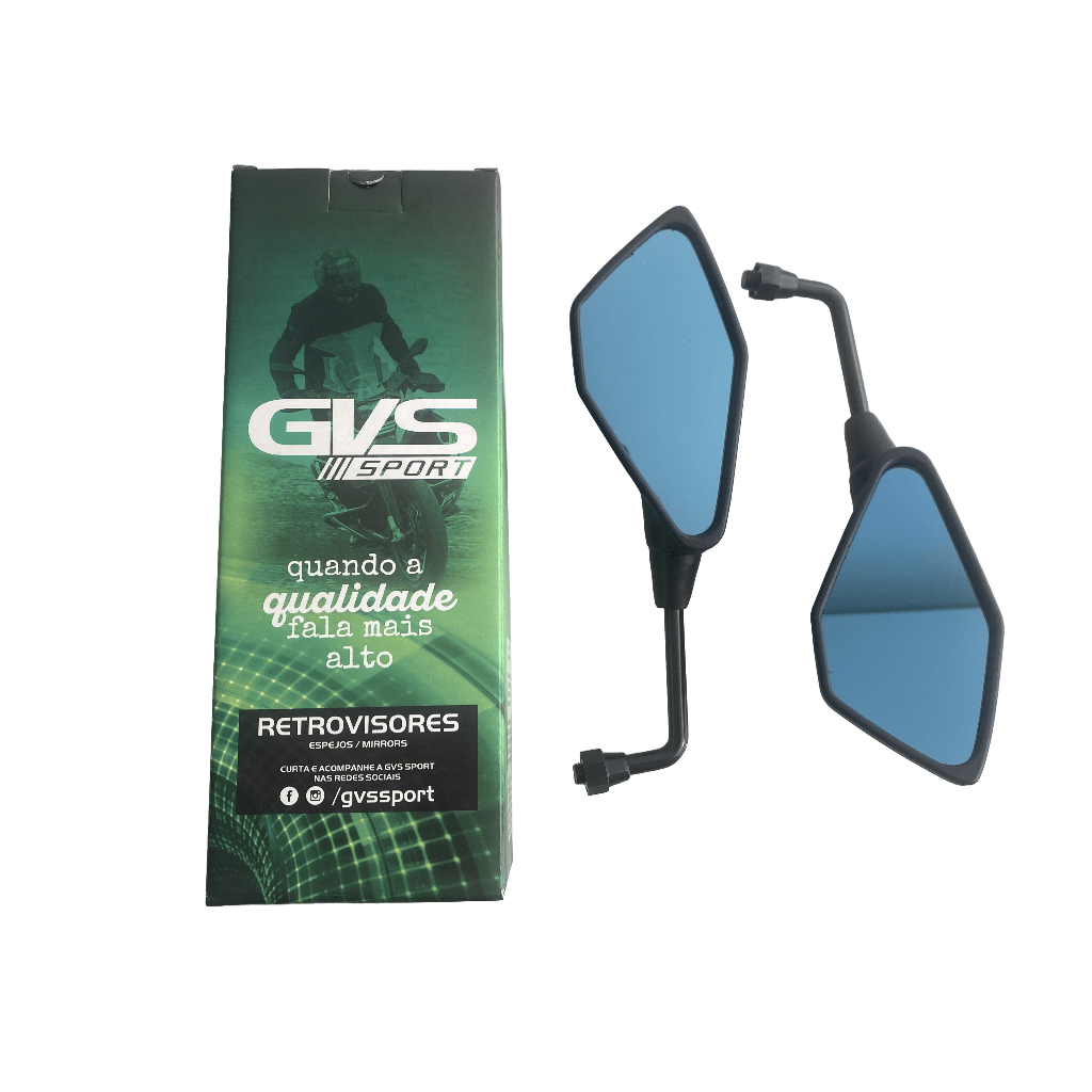 RETROVISOR GVS SPORT KAWASAKI Z400 MINI HASTE FIXA REBAIXADA 90° ROSCA HONDA YAMAHA LENTE PLANA AZUL em Oferta na Shopee