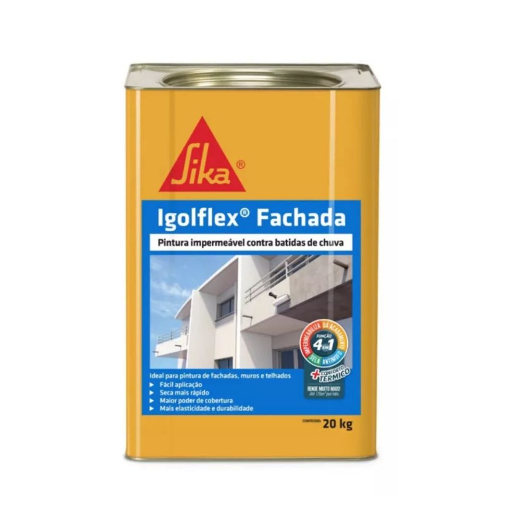 Impermeabilizante para Fachadas e Paredes Externas – Igolflex® Fachada Branco 20kg – SIKA