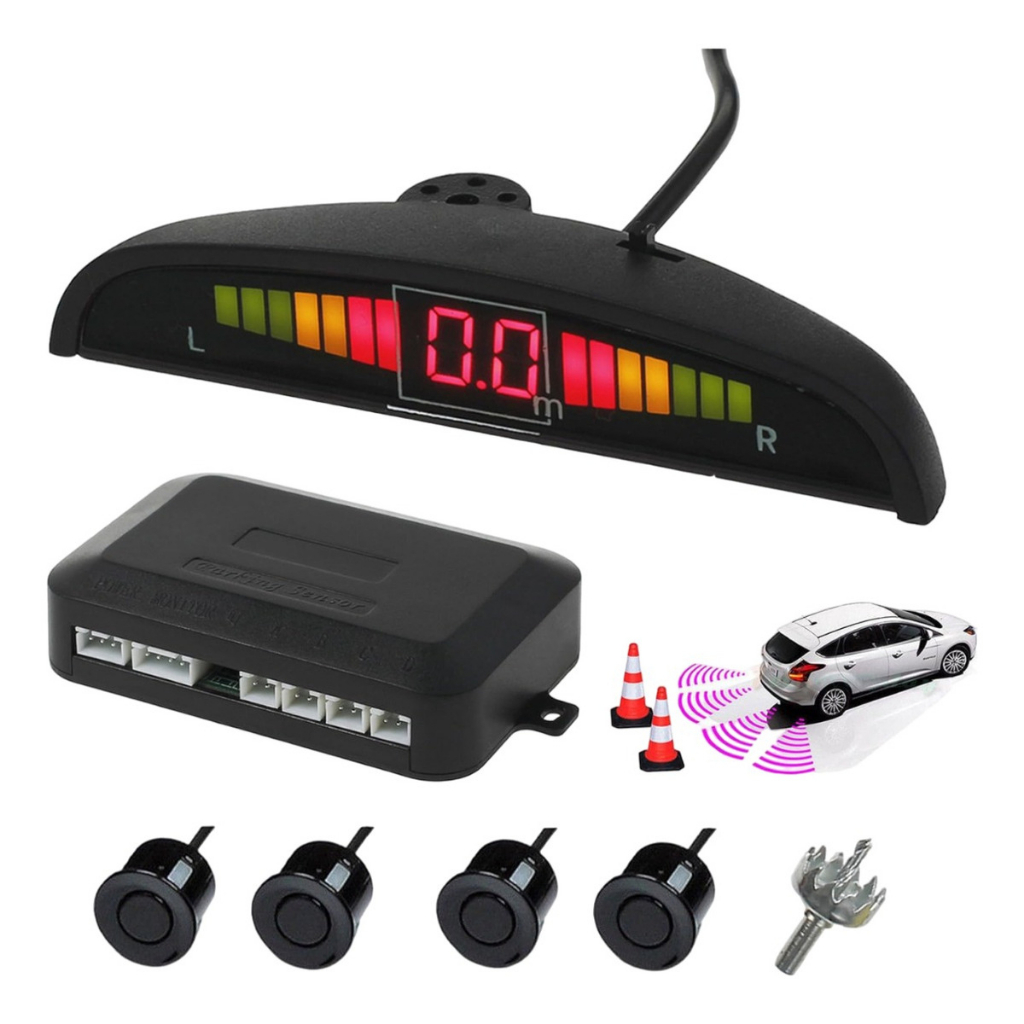 Sensor de Estacionamento 4 Pontos, Ultrassônico 22mm, Display LED Colorido, Alarme Sonoro, Carros em Oferta na Shopee