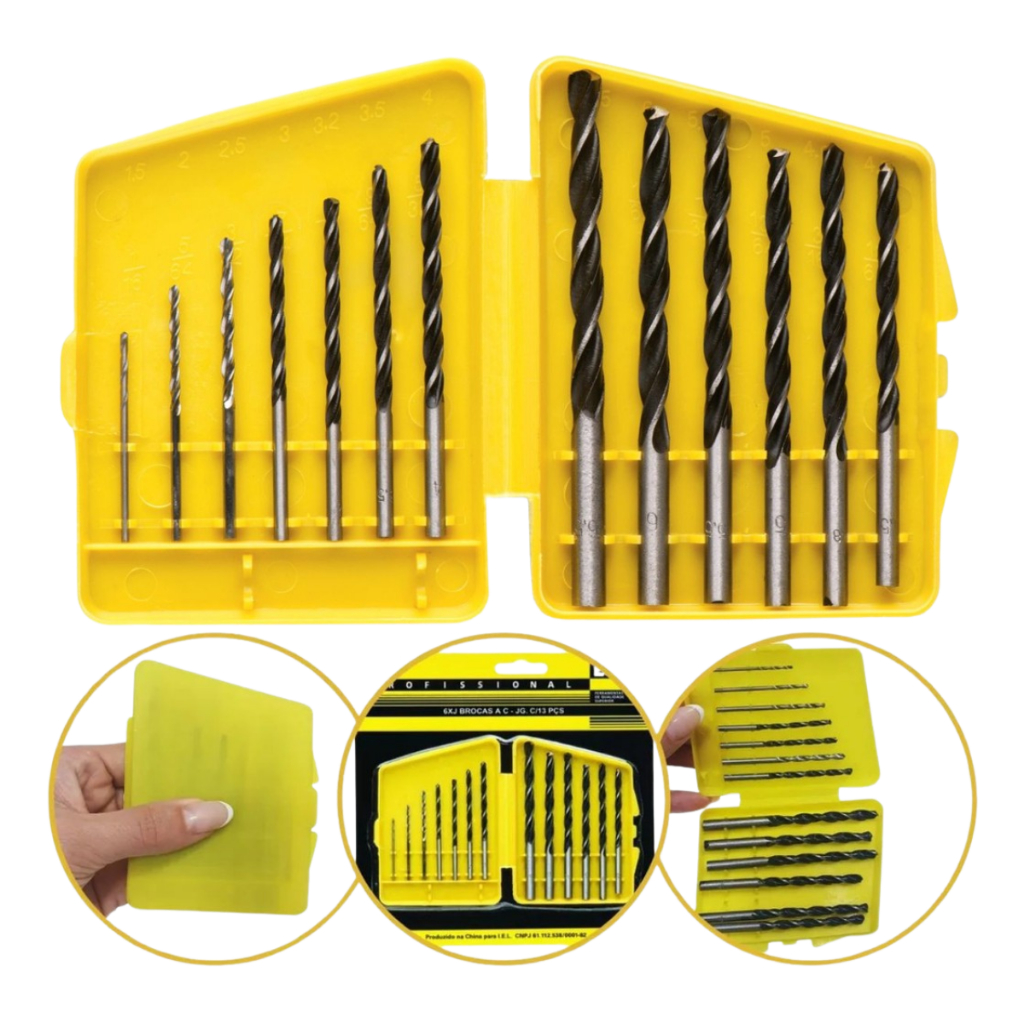Kit de Brocas com 13 Peças em Aço Carbono para Madeira em Oferta na Shopee