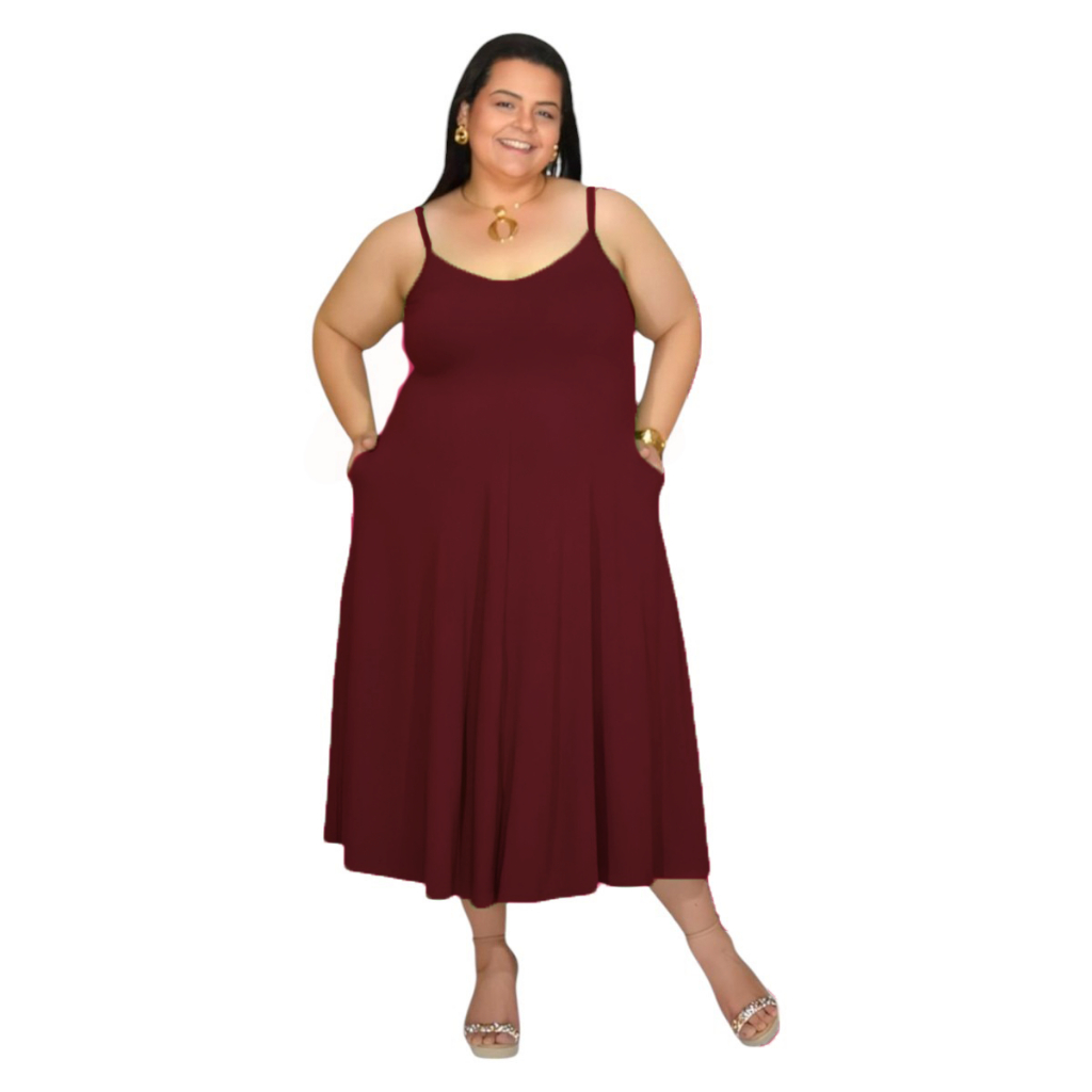Vestido Marsala Bordô Soltinho Plus Size Conforto e Beleza em Uma Só Peça